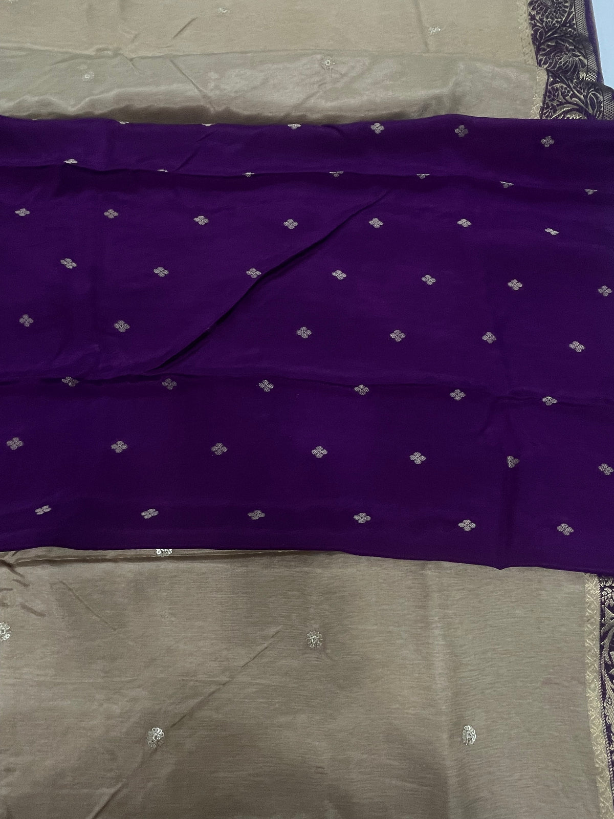Chickoo Tussur Crepe Sequence Work Saree 21
