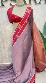Purple n Red Semi Silk Saree 95
