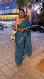 Blue Mul Cotton Saree 99