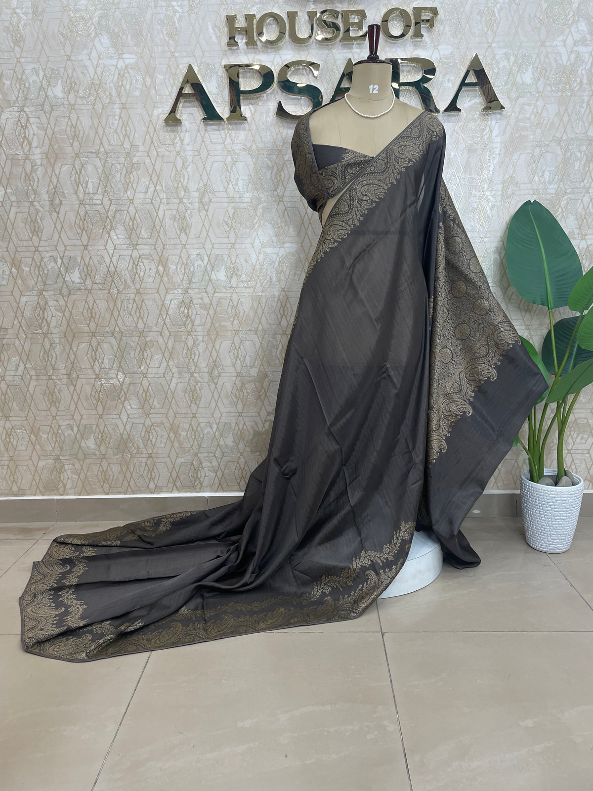 Gray Banarasi Tussar Georgette Saree 308