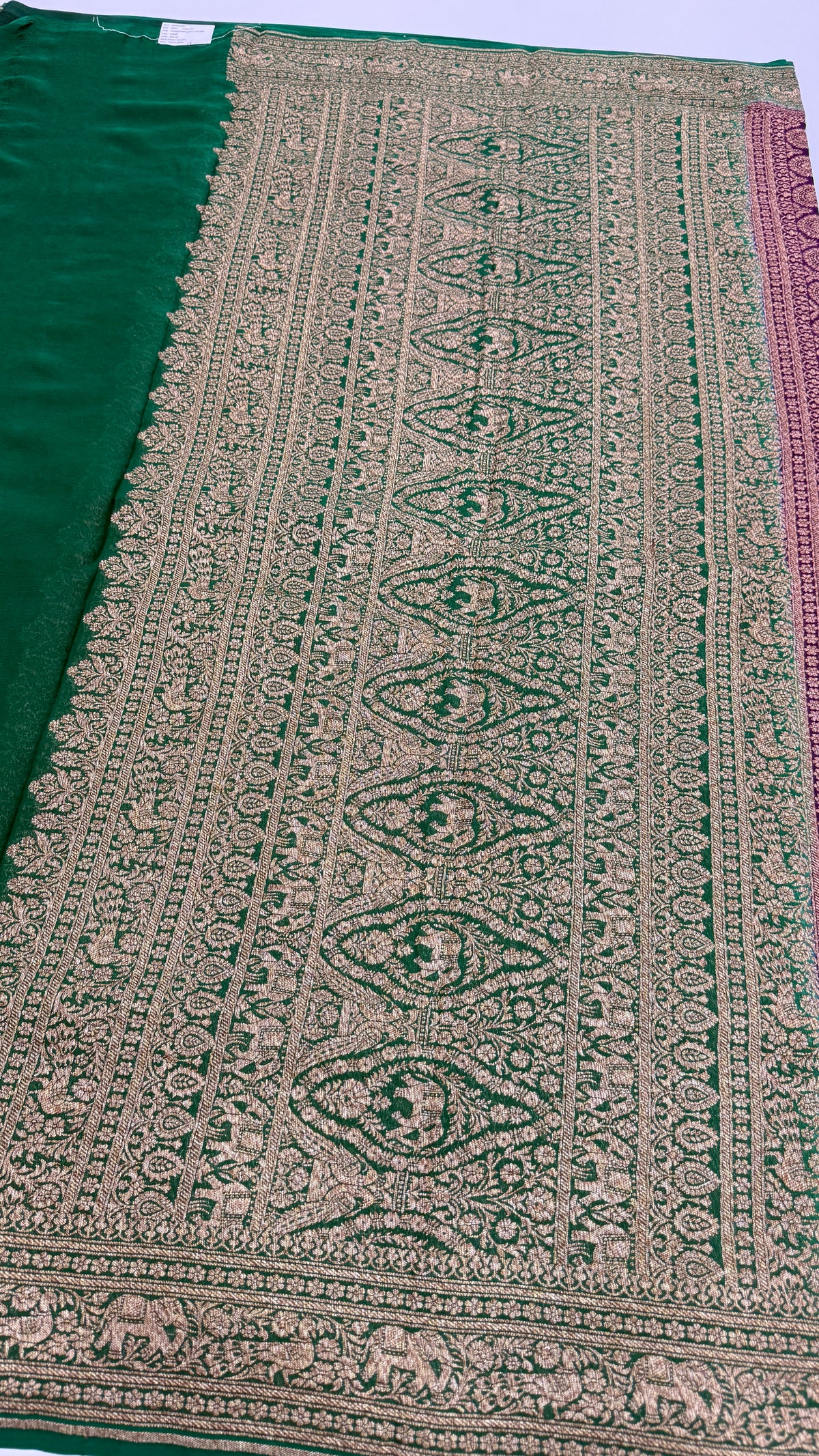 Wine n Green Pure Khadi Georgette Saree 04