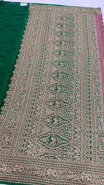 Wine n Green Pure Khadi Georgette Saree 04