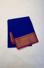 Royal Blue Pure Mysore Silk Crepe Saree 01