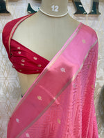 Pink Matka Tussur with Satin Border Saree 14