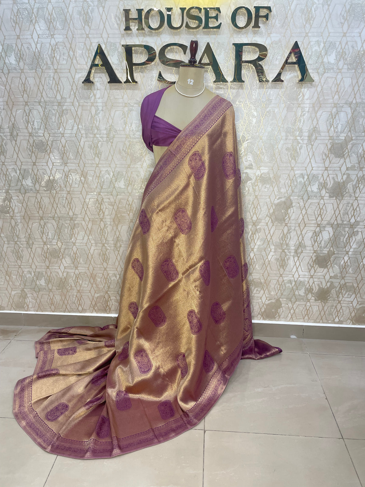 Gold n Pink Soft Tissue Saree 11