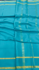 Sky Blue Pure Mysore Silk Crepe Saree 01