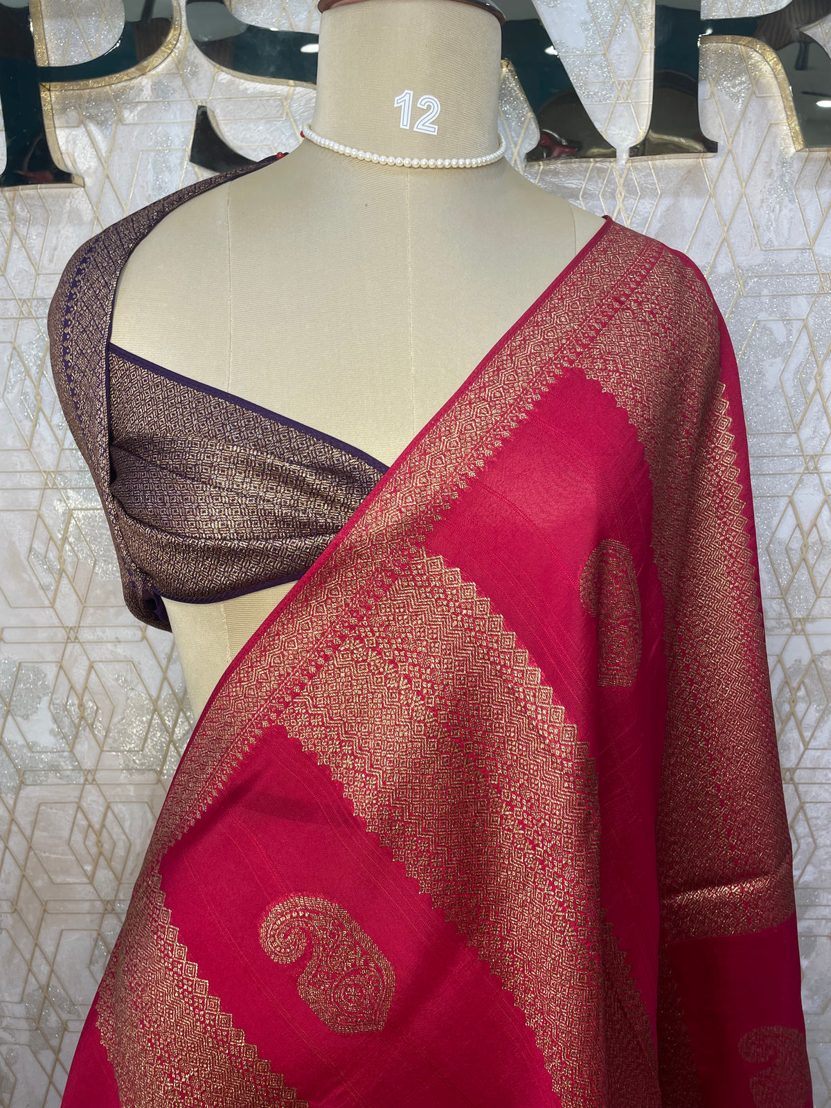 Rani Pink Tussur Self With Contrast Blouse Saree 36