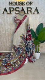 Cream n Pink Pen Kalamkari Saree 104