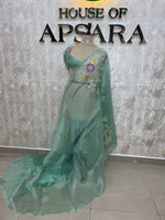 Sea Green Soft Organza Embroidery Saree 40