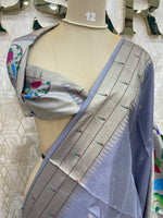 Grey Raw Silk Paithani Work Saree 71