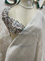 Cream Lenin Appliqué Saree 39