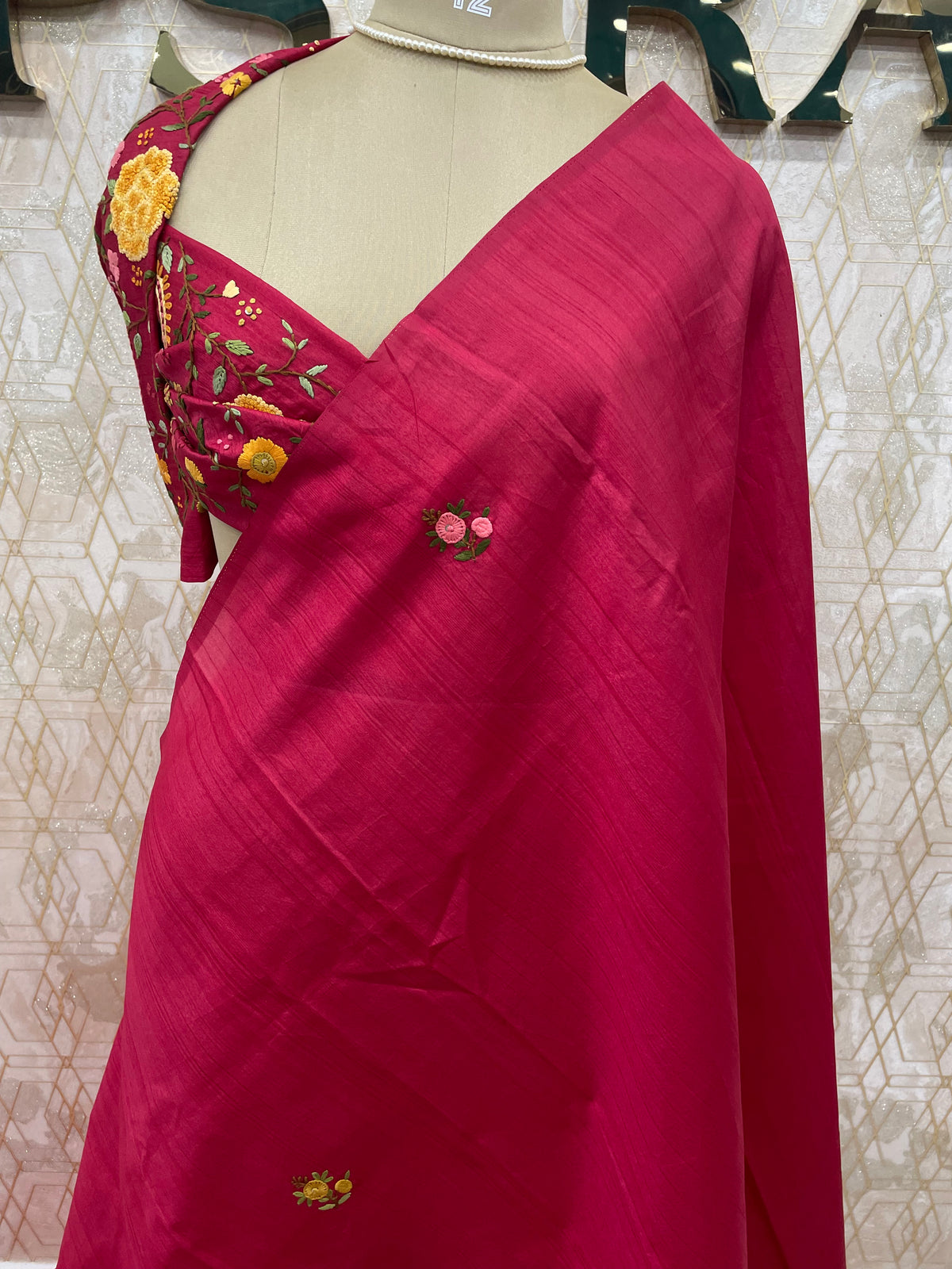 Rani Pink Knot Work Matka Tussar Saree 28