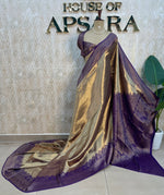 Blue n Gold Tissue Designer Saree 314