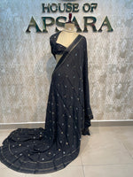 Black Chinnon Crepe Saree 44