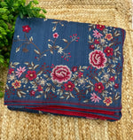 Blue Soft Tussur Petite Embroidery Saree 21