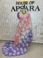 Pink n Purple Organza Applique Work Saree 20