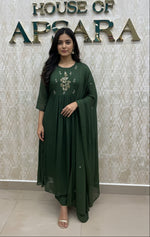 Green Chinnon Handwork Airline Kurtha 112