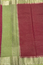 Red n Pista Green Checks Cotton Silk Saree 13