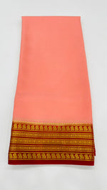 Peach n Red Pure Mysore Silk Crepe Saree 01