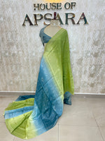 Green n Blue Semi Tussur Kora Dual Shade Saree 36