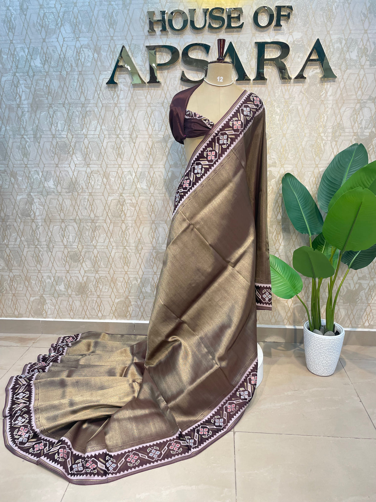 Brown Banarasi Soft Tissue Saree 200
