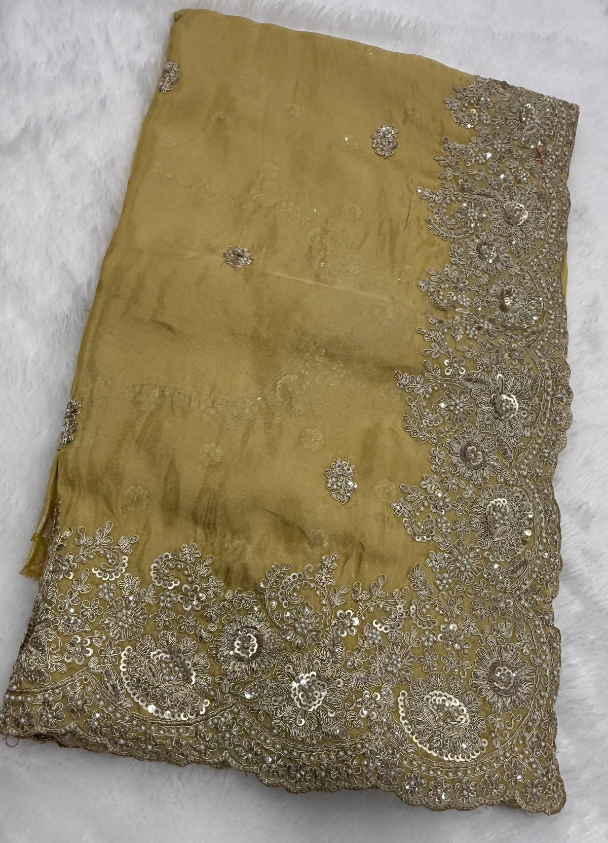 Yellow Shimmer Designer Saree