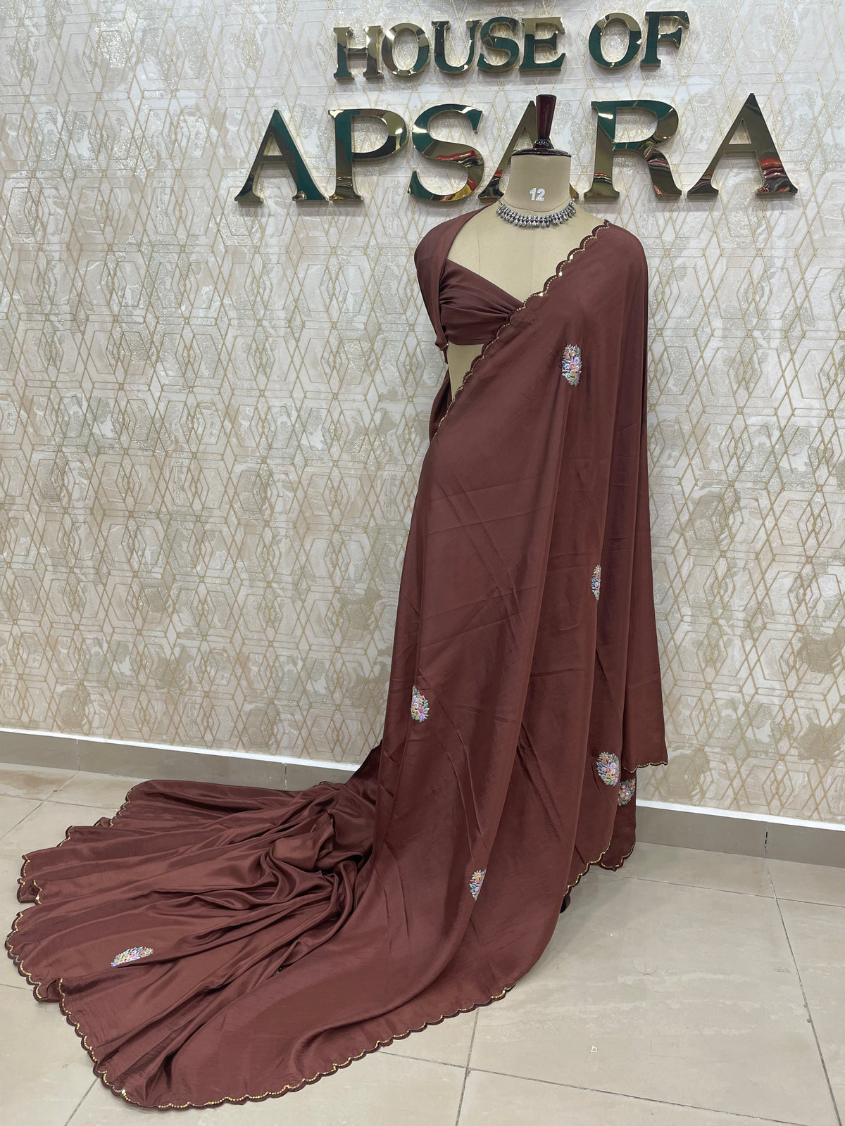 Brown Crepe Saree 29