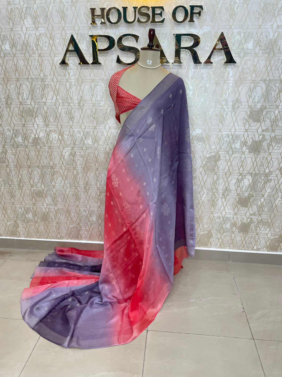 Red n Lilac Semi Tussur Kora Dual Shade Saree 36