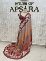 Brown Soft Tussur Aari Work Saree 38