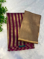 Maroon Pure Tissue Stripes Saree 11