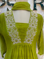 Green Mul Chanderi Alia Cut Kurtha 117