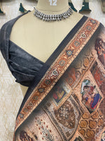 Brown n Black Mul Cotton Kalamkari Print Saree 53