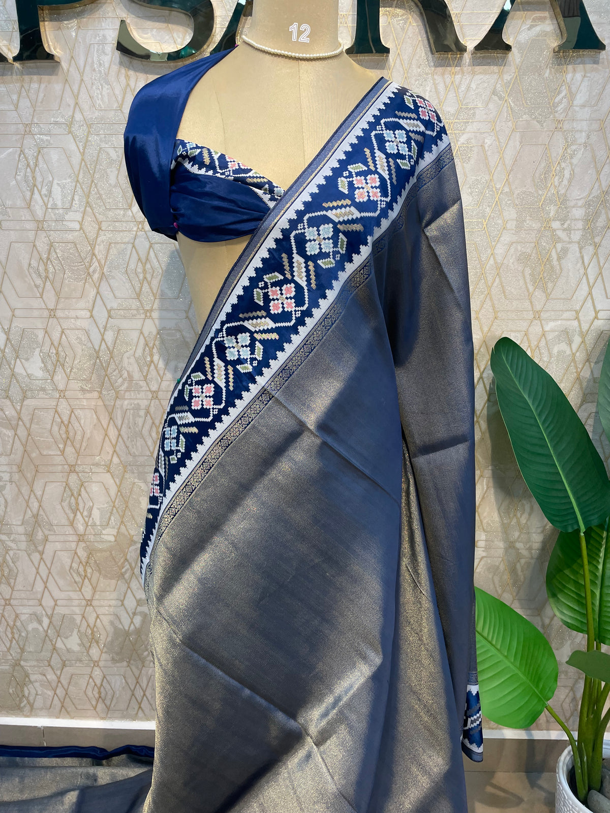 Peacock Blue Banarasi Soft Tissue Saree 200