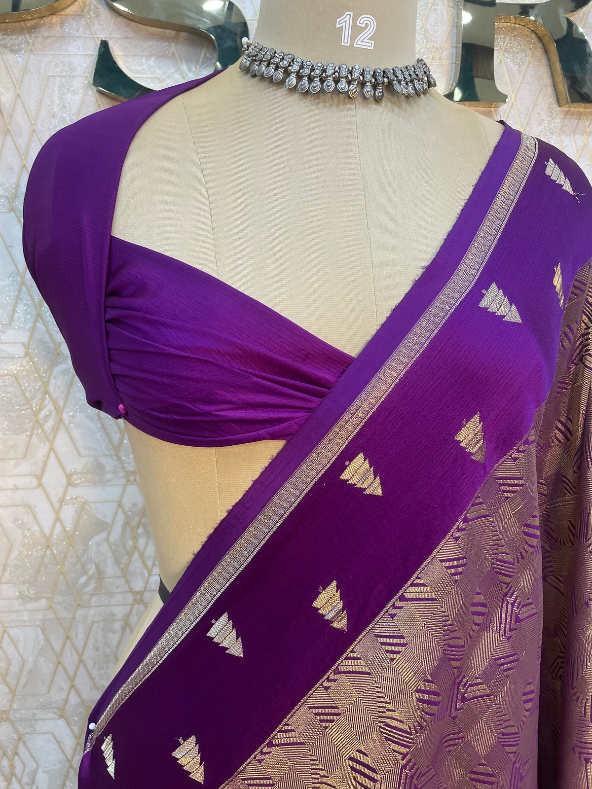 Purple Chinon Brocade Saree 106