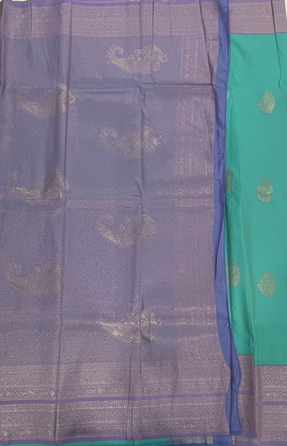 Sea Blue n Lavender Semi Silk Saree 42