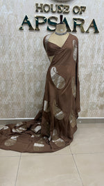 Chocolate Brown Dola Crepe Silk Saree 25