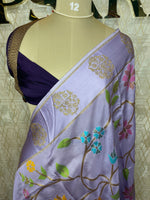 Lilac Soft Tussur Floral Work Saree 63