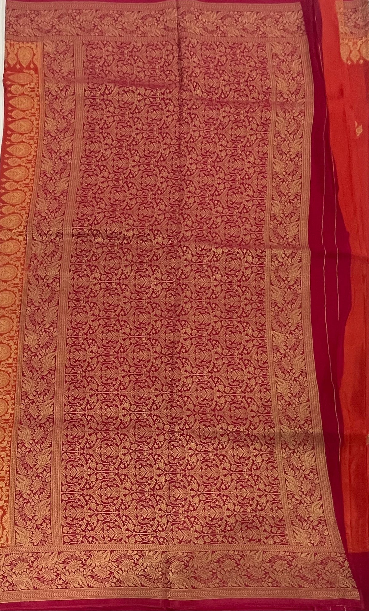 Orange n Pink Semi Silk Saree 25