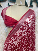 Red Batik Print Lenin Saree 67