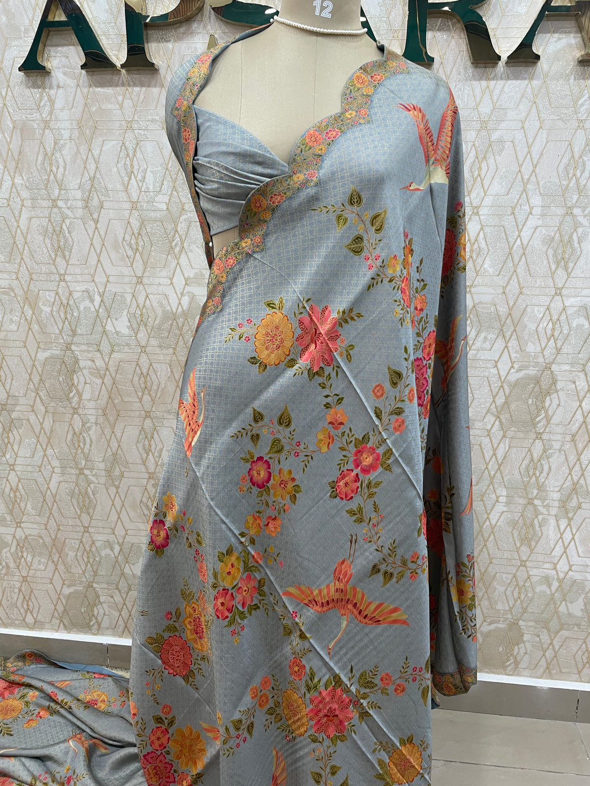 Sky Blue Dola Crepe Silk Saree 25