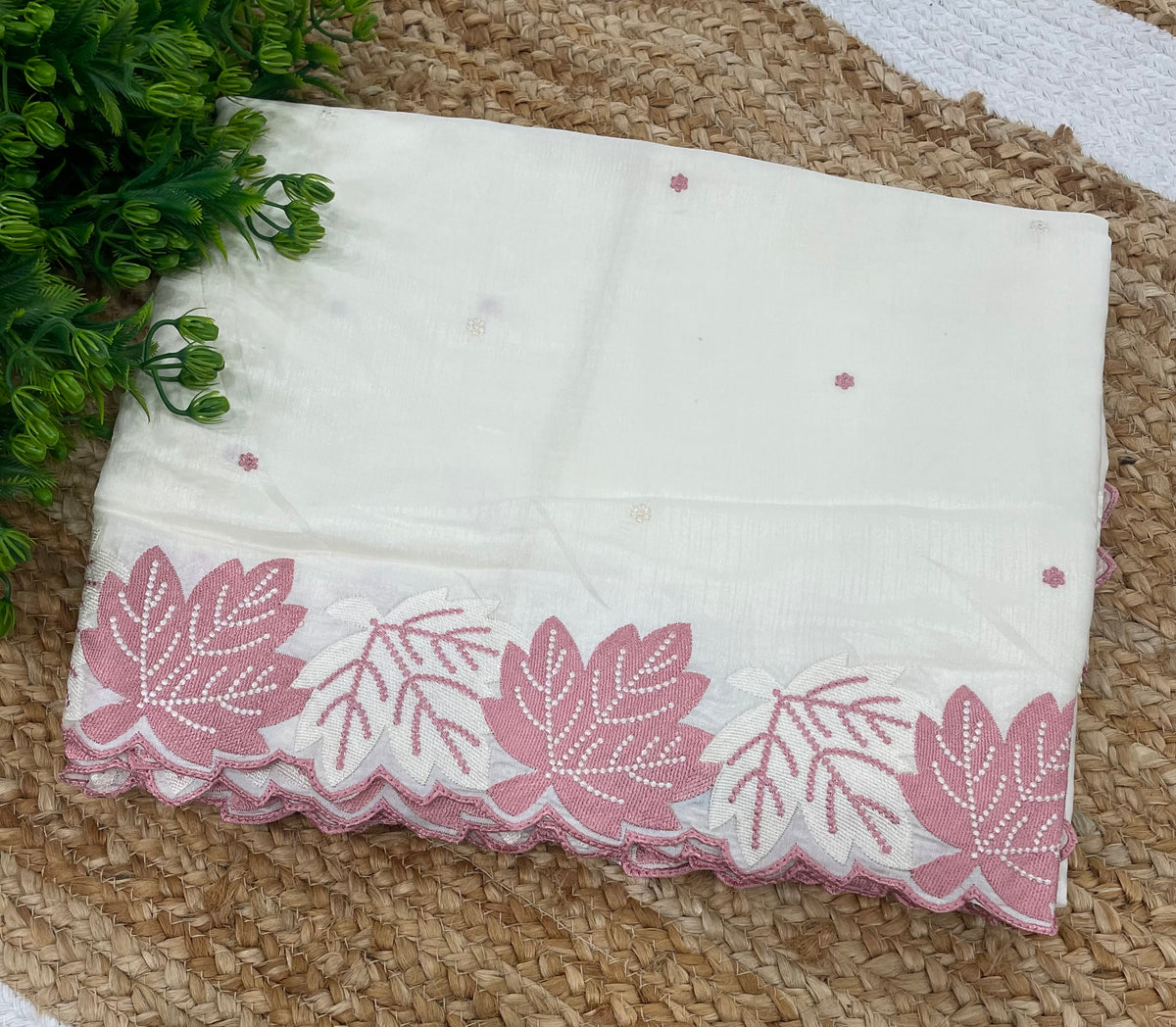 Cream Soft Tussur Embroidery Saree 21