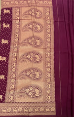 Wine Banarasi Tussur Crepe Saree 36