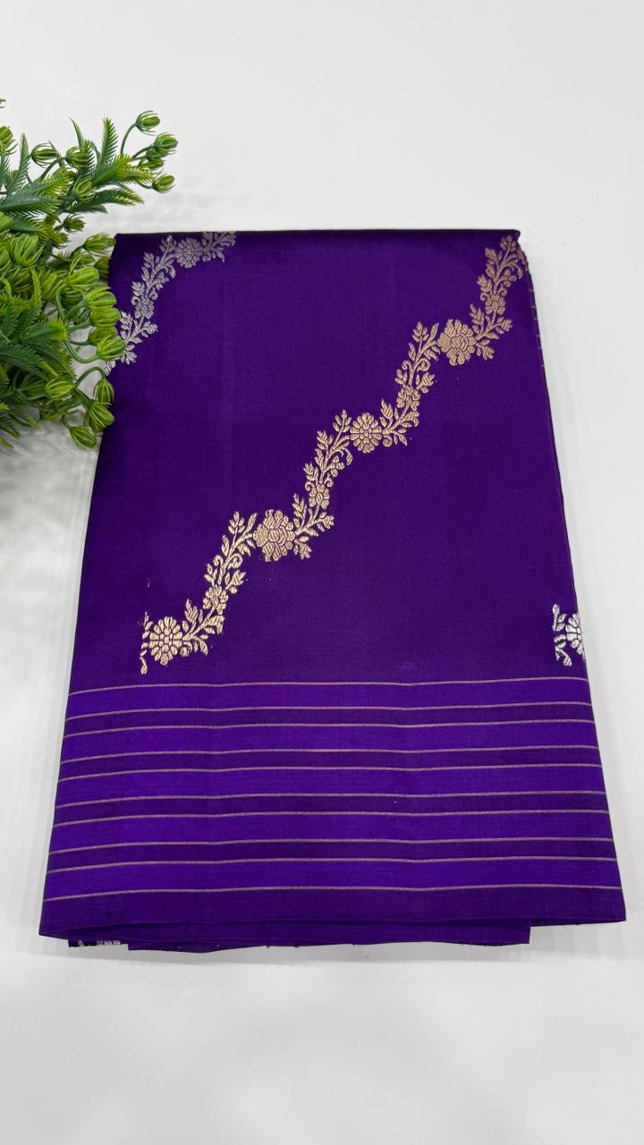 Royal Blue Pure Row Mango saree 02