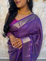 Purple Checks Crepe Silk Saree 74