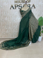 Green Banarasi Tussar Georgette Saree 308