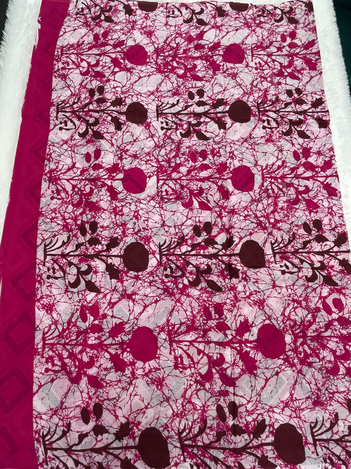 Pink Pure Cotton Handblom Saree