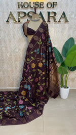 Dark Brown Soft Tussur Floral Saree 63