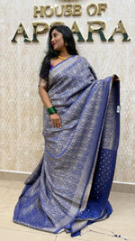 Navy Blue Meenakari Khadi Georgette Saree 26