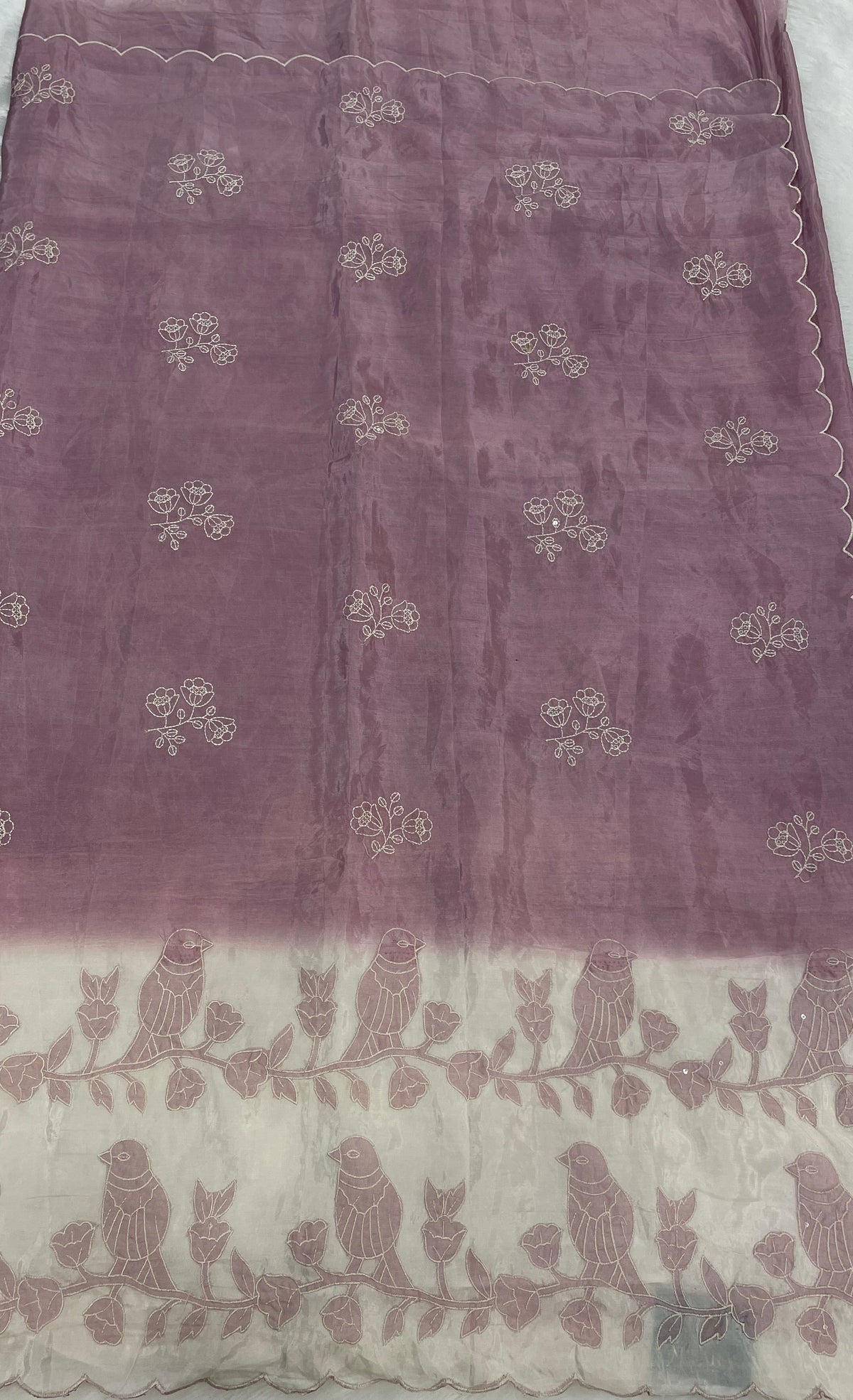 Lavender n White Dual Shade Chanderi Silk Saree 13