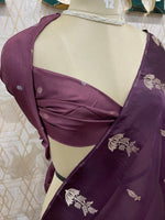 Dark Wine Banarasi Raw Mango Silk Saree 32